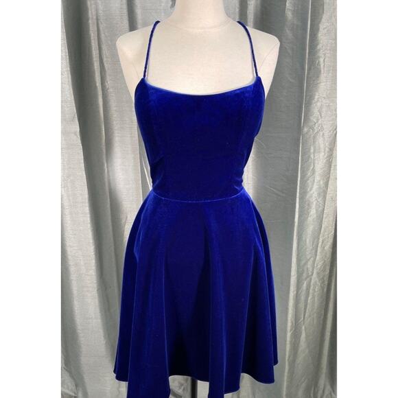 Jovani Dresses & Skirts - NWT Sz.2 JOVANI Open Back ROYAL BLUE VELVET Fit & Flare Cocktail Party DRESS
